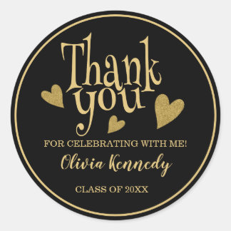 Black And Gold Graduation Party Thank You  Ronde Sticker