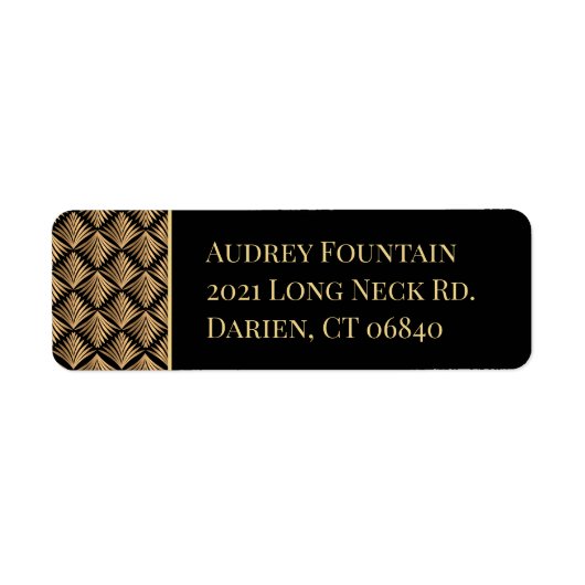 Black and Gold Great Gatsby Elegant Art Deco Etiket (Voorkant)
