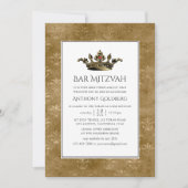 Black and Gold  Heraldic Bar Mitzvah Kaart (Voorkant)