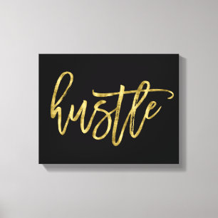 Black and Gold Hustle Wrapped Canvas 14x11 Afdruk