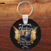 Black and Gold in Loating Memory Aangepaste foto Sleutelhanger (Achterkant)