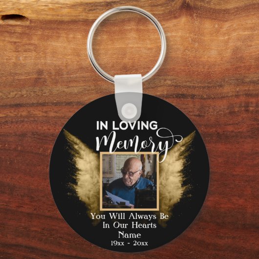 Black and Gold in Loating Memory Aangepaste foto Sleutelhanger (Achterkant)