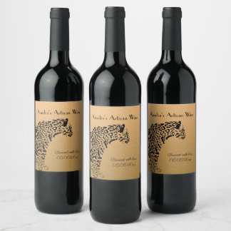 Black and Gold Jaguar Artisan Wine Wijn Etiket