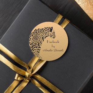 Black and Gold Jaguar Handmade door Ronde Sticker