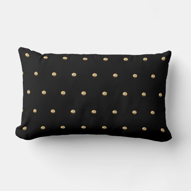 Black and Gold Kijk Polka Dot Pattern Elegant Kussen (Voorkant)
