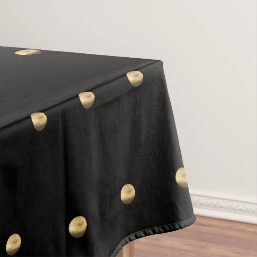 Black and Gold Kijk Polka Dot Pattern Elegant Tafelkleed (Voorbeeld)