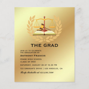 Black and Gold Lawyer Graduparty foto Flyer