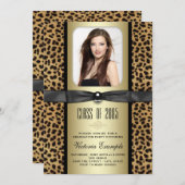Black and Gold Leopard Afstuderen aangekondigd Kaart (Voorkant / Achterkant)