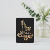 Black and Gold Leopard Boss Lady Visitekaartje (Staand voorkant)