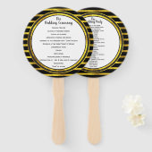 Black and Gold Lijst Wedding Program Fan Handwaaier (Voorkant en achterkant)