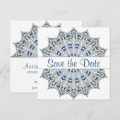 Black and Gold Mandala Save the Date Invitation Kaart (Voorkant / Achterkant)