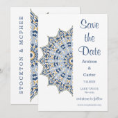 Black and Gold Mandala Wedding Save the Date (Voorkant / Achterkant)