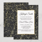 Black and Gold Marble Trunk Party Invite Kaart (Voorkant / Achterkant)