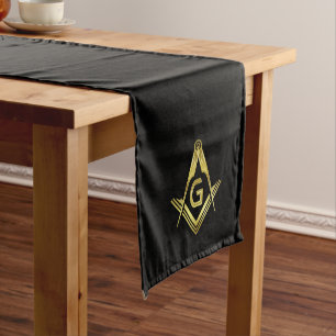 Black and Gold Masonic Table Runners Freemason Lange Tafelloper