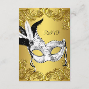 Black and Gold Masquerade Party (RSVP) RSVP Kaartje