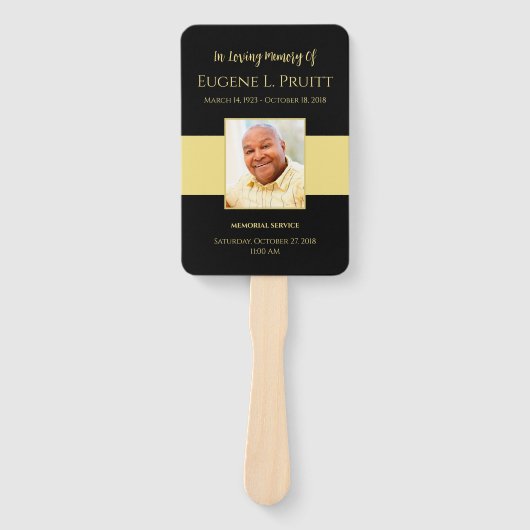 Black and Gold Memorial Fan Handwaaier (Voorkant)