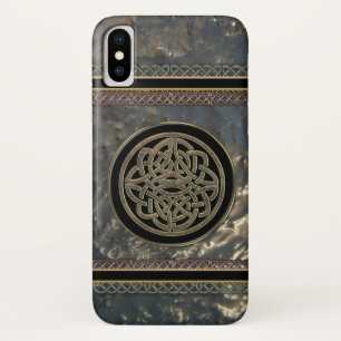 Black and Gold Metal Celtic Knot op iPhone X Hoesj Hoesje