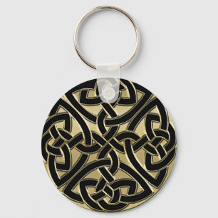 Black and Gold Metal Celtic Knot Sleutelhanger