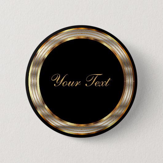 Black and Gold Metallic Template Ronde Button 5,7 Cm (Voorkant)