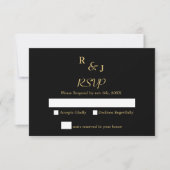 Black and Gold Modern Elegance Wedding RSVP Kaartje (Voorkant)