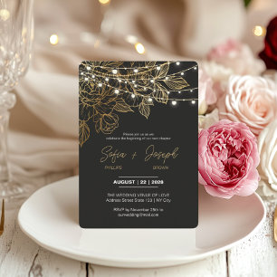 Black And Gold Modern Élégant Mariage Invitation