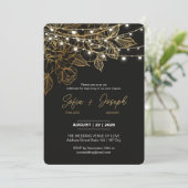 Black And Gold Modern Élégant Mariage Invitation (Debout devant)