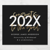 Black and gold modern script stylish graduation wi sparkling wijnetiket (Enkel label)