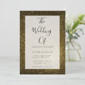 Black and Gold Modern Wedding Kaart (Staand voorkant)