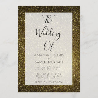 Black and Gold Modern Wedding Kaart