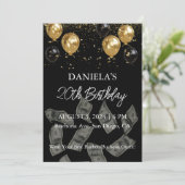 Black and Gold Money Verjaardagsfeestje Uitnodigin Kaart (Staand voorkant)