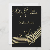 Black and Gold Music Bar Mitzvah Invitation (Dos)