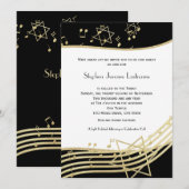 Black and Gold Music Bar Mitzvah Invitation (Devant / Derrière)