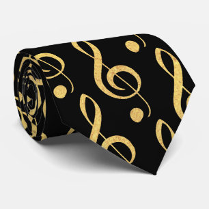 Black and Gold Musical Treble Clef Stropdas