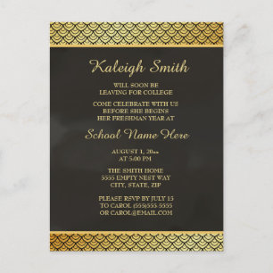 Black and Gold Patterned Trunk Party Uitnodiging Briefkaart