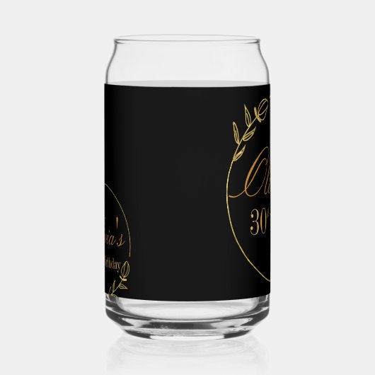 Black and Gold Personalized Blikvorm Glas (Rechts)
