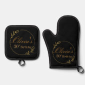 Black and Gold Personalized Ovenwant & Pannenlap Set (Voorkant)