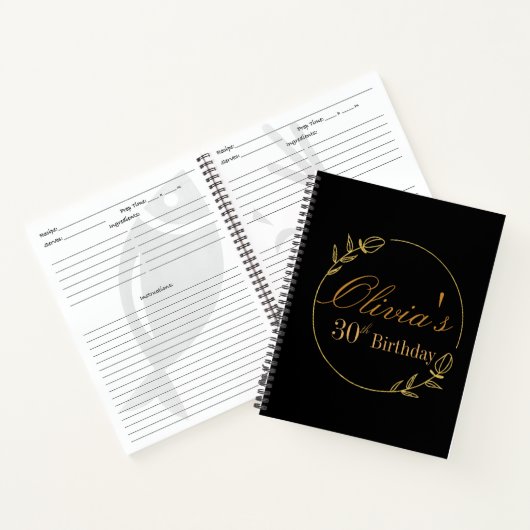 Black and Gold Personalized Recipe Notitieboek (Binnen)