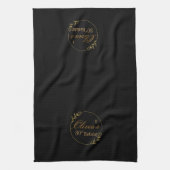 Black and Gold Personalized Theedoek (Verticaal)