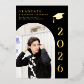 Black and Gold Photo Graduation Invitation (Recto)