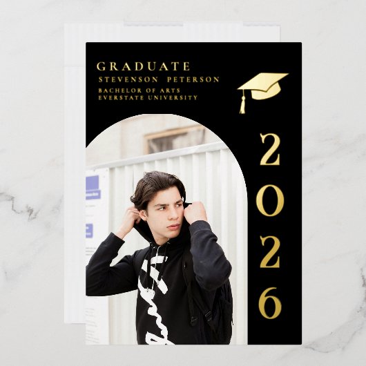 Black and Gold Photo Graduation Invitation (Enveloppe)