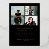 Black and Gold Photo Graduation Invitation (Verso)