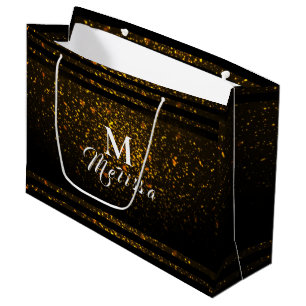 Black and Gold Pre-Personalized Monogram Gift Bag Groot Cadeauzakje