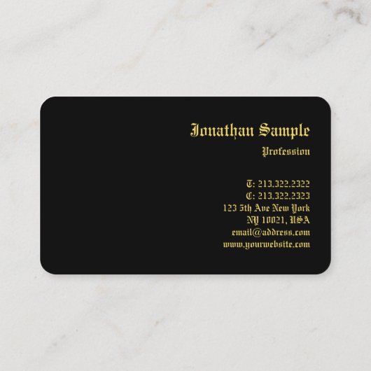Black and Gold Professional-monogrammen Klassiek Visitekaartje (Achterkant)