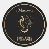 Black And Gold Protection Intention Candle Label (Voorkant)