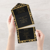 Black and Gold Pset Elegant All In One Uitnodiging (Afscheurbaar)