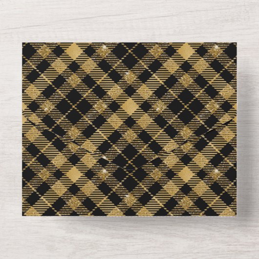 Black and Gold Pset Elegant All In One Uitnodiging (Achterkant)