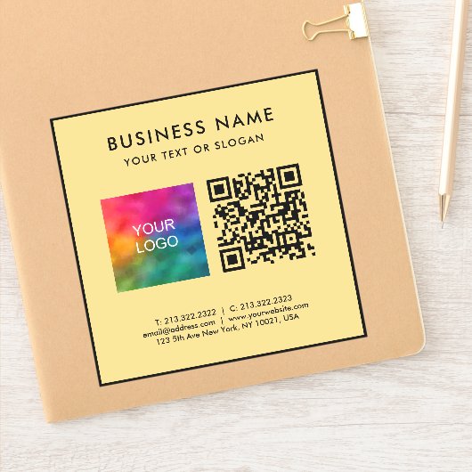 Black And Gold QR Code Business Logo Text Medium Sticker (Notitieboek)