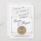 Black and Gold Retro Gatsby Huwelijksuitnodigingen Kaart (Voorkant)