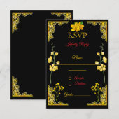 Black and Gold RSVP Card (Devant / Derrière)