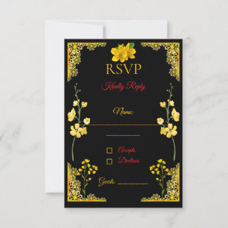 Black and Gold RSVP Card Kaartje